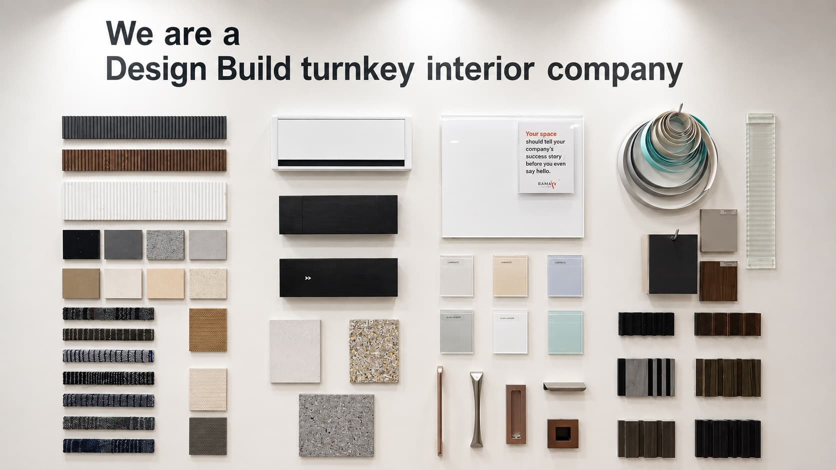 Materials and fittings wall at the Ramay Ventures stall